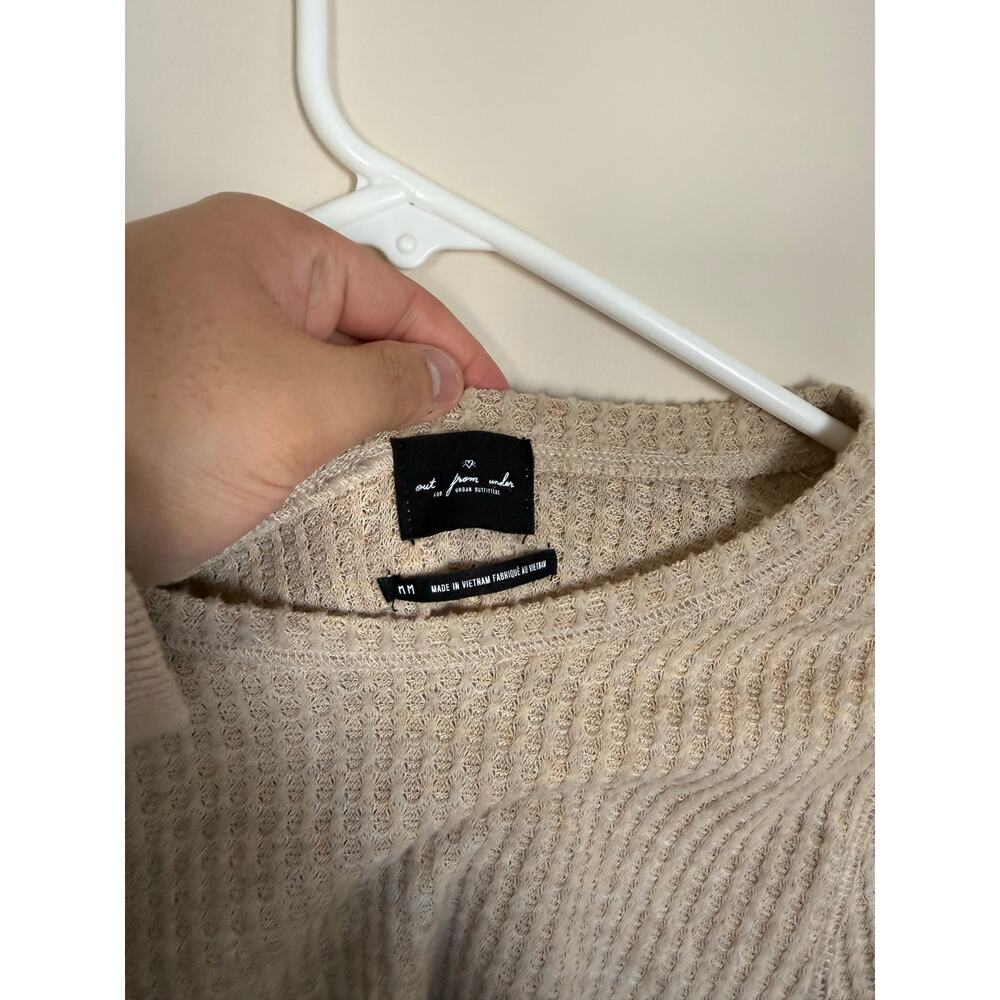 Out from Under Sz M Tan Waffle Knit Cropped Long Sleeve Loungewear Casual Top - Picture 4 of 7